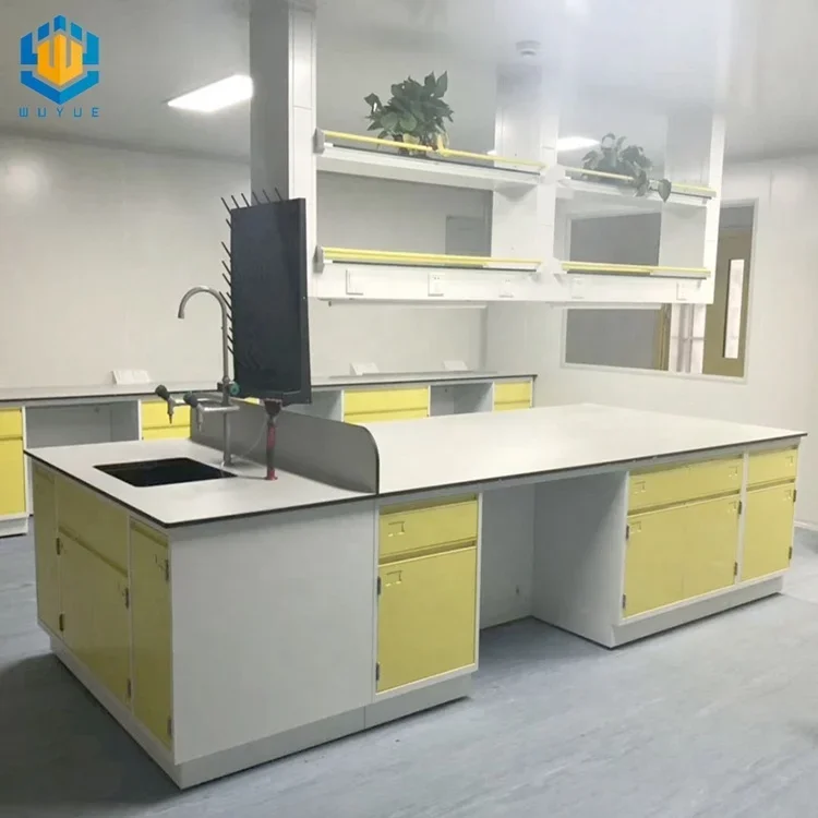 Banco da lavoro per fabbricazione in acciaio da laboratorio di chimica, banco epossidico con lavello