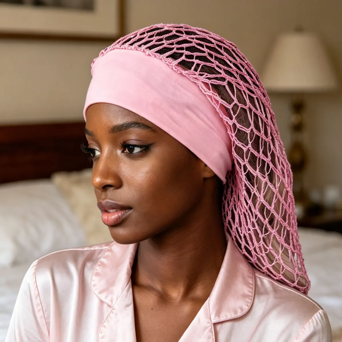 Long Hook Knitted Hair Net Sleep Cap Women's Hair Cover Comfortable Night Headwear Ideal for Sleep