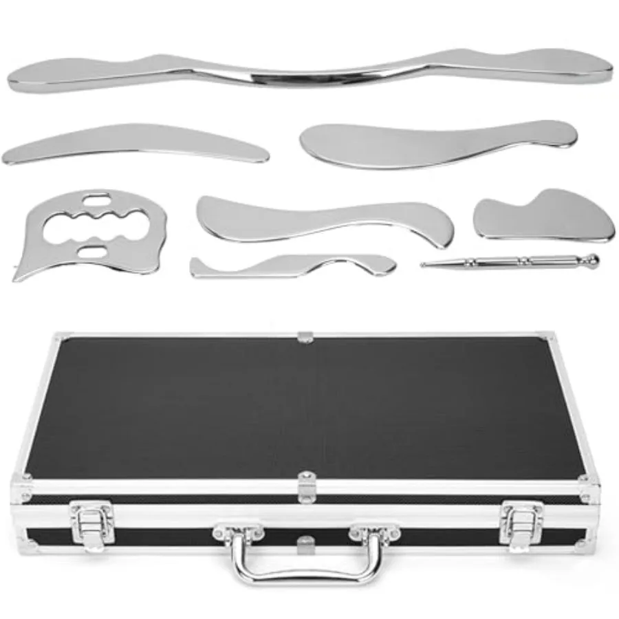 

8 in 1 Stainless Steel Gua Sha Muscle Scraper Massage Tool Set IASTM Tools Portable Scraping Tool Physical Therapy for Soft Tis