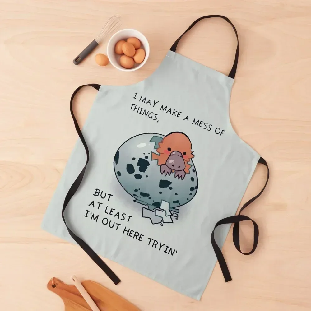 

At Least I'm Out Here Tryin' Baby Platypus Puggle Apron Kitchen And Household Goods Barista Kitchenware Household Items Apron