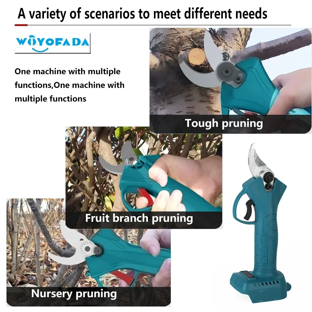 18V Cordless Pruner Pruning Shear Efficient scissors Electric Tree Branches garden tools electric For Makita Battery(no battery)