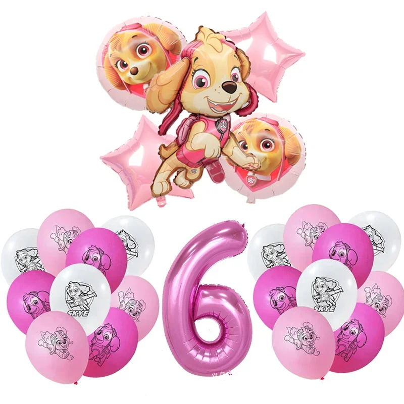 Paw Patrol Birthday Party Decoration Pink Sky Patrol Theme Set di stoviglie Chase Dog Balloon Party Supplies per Baby Shower Girls