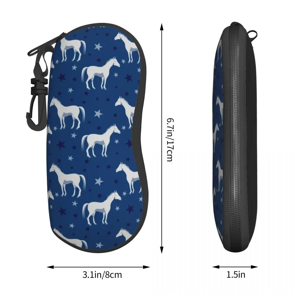 White Horse Vertical Glasses Case Horses Trendy Blue  Reading Original Sunglasses Pouch Trend Men Women Eyewear Accessory