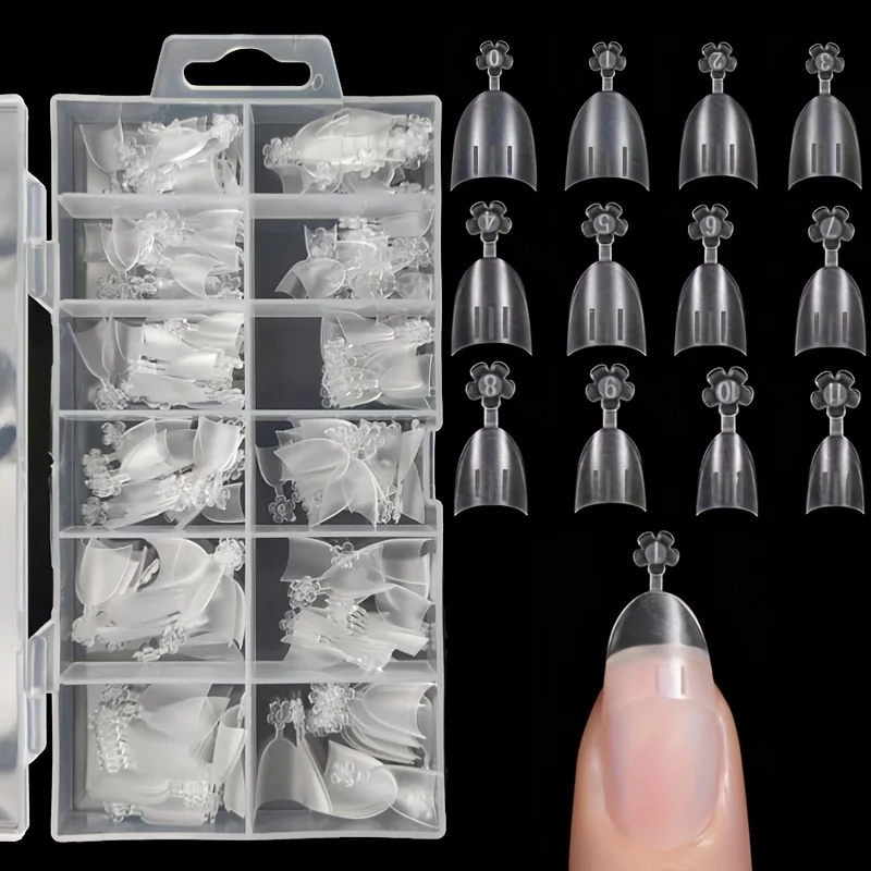 Medium Square Nail Fake Patch, 240 Pieces Soft Gel X Nail Fake Patch Square Matte Transparent Semi-Covered Acrylic Nail Fake Pat