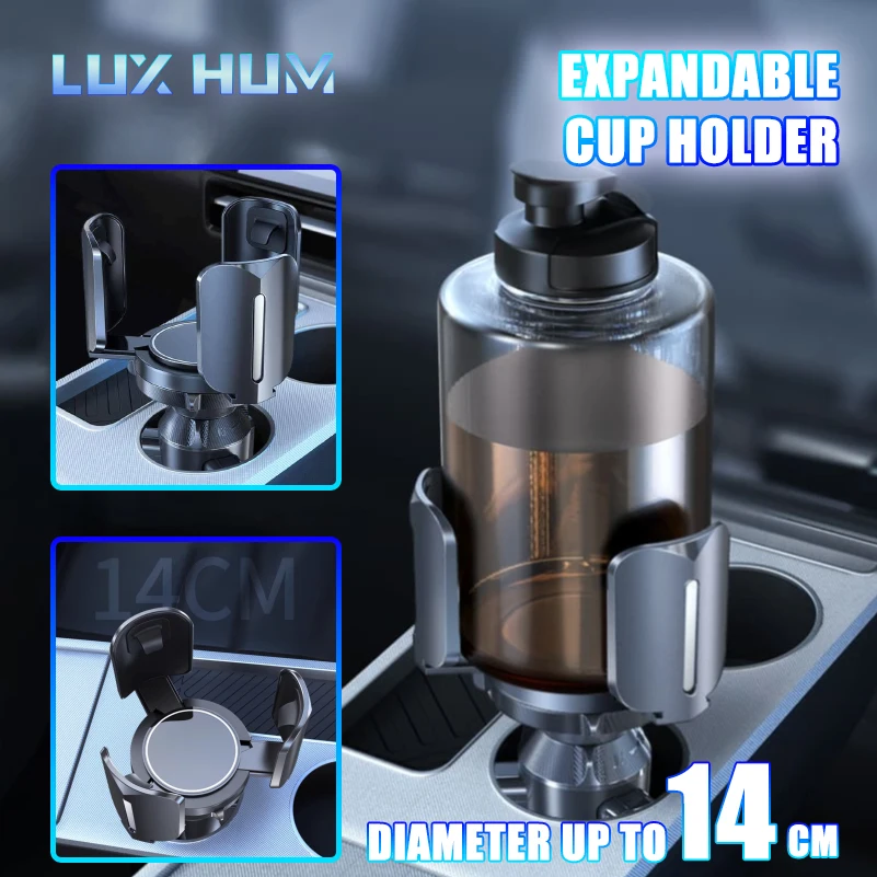 

7.5-14cm Adjustable Car Cup Holder Extension Stable Extra-Large Drink Holder Anti-Slip Base Universal Center Console Cup Mount