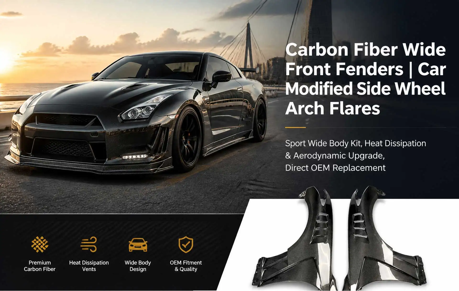 For Ultra Lightweight Carbon Fiber Mud Flap Splash Guard for High Performance Truck All Terrain Vehicle With High Strength Build
