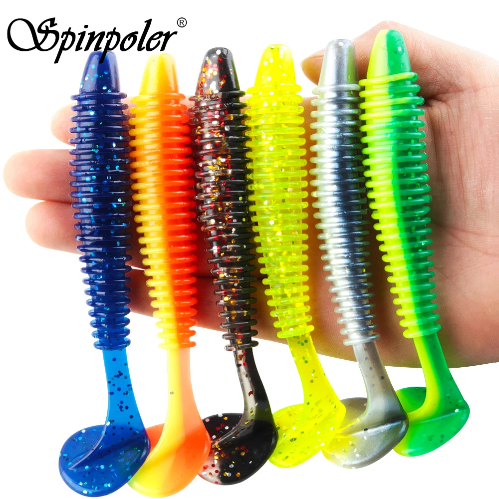 Spinpoler Soft Lure Ribbed Shads Fishing Bait Worm Paddle Tail Wobbler Swimbait Fish For Predatory Fishing Perch Pike Zander 3szt.