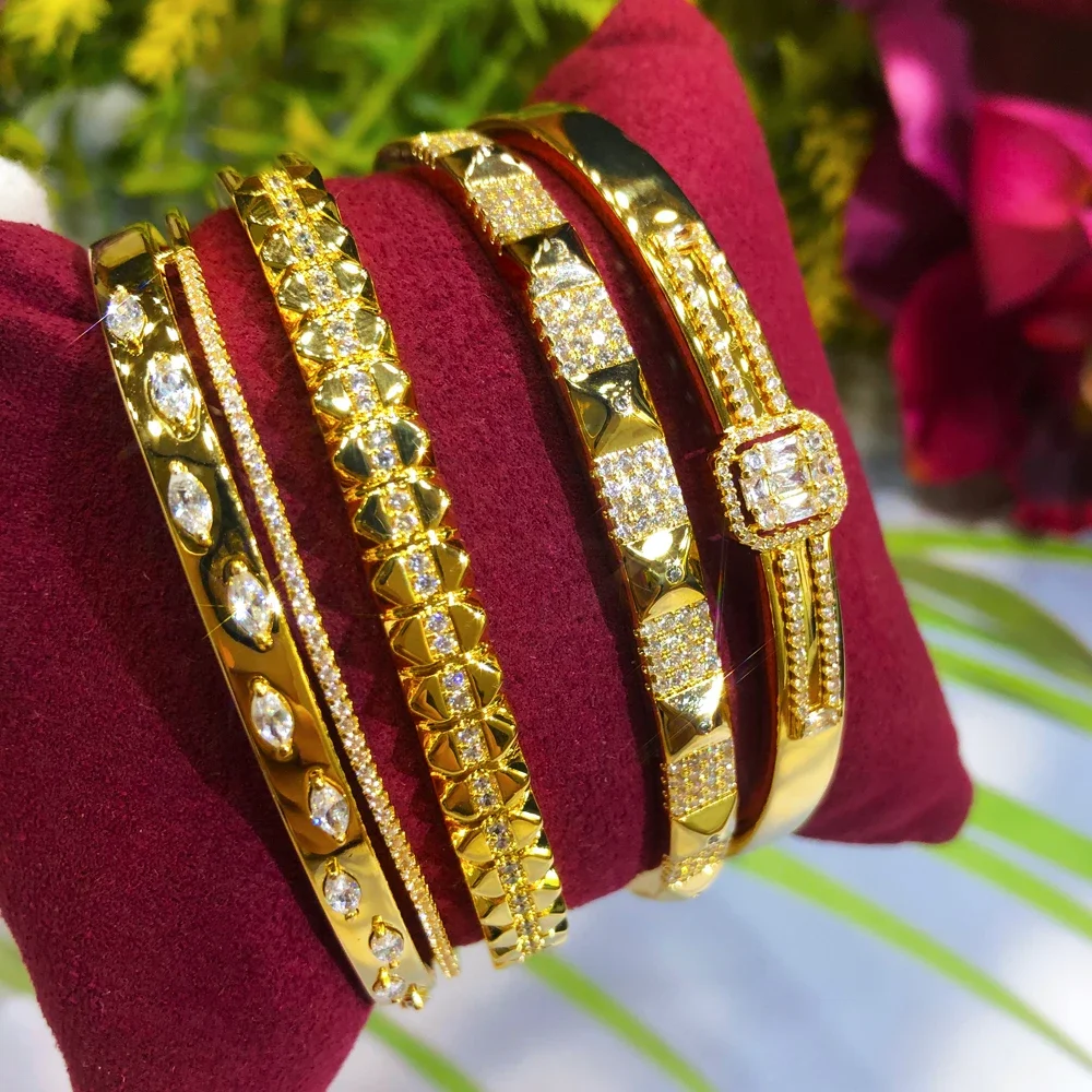 

Kellybola Luxury Trendy Retro Golden Hollow Mesh Bangle Ring For Women Bridal Jewelry Sets Wedding Perfect Gift High Quality