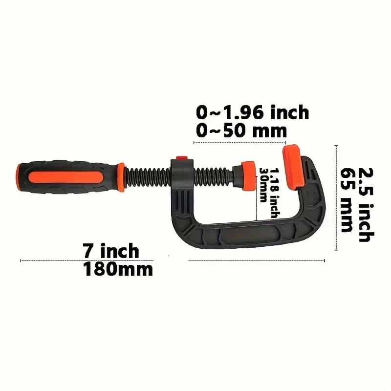 Зажим для деревообработки, G-образный прочный, тип F, шина, плоское нейлоновое зажимное устройство, C-образный качающийся, для деревообработки, нейлоновый фиксированный зажим «сделай сам»