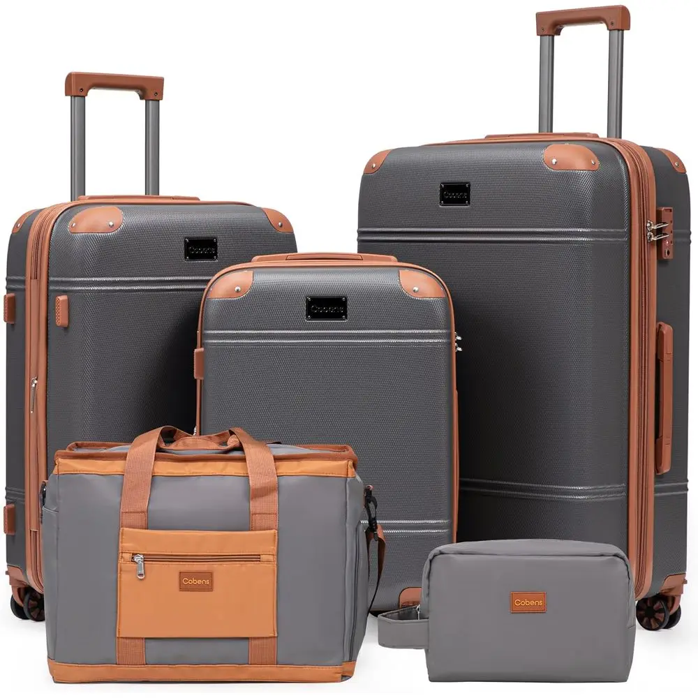 

5-Piece Expandable Luggage Set with Detachable Spinners, TSA-Approved Lock, and ABS Hardshell for Carry-On Travel
