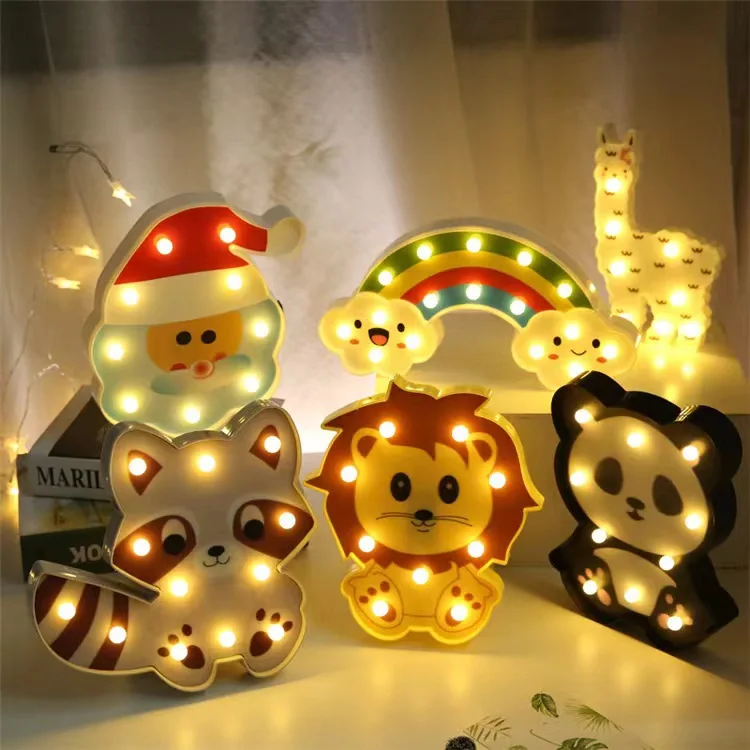 Luces LED de modelado de animales de Navidad, lámpara de noche, decoración de vacaciones de fiesta, luces de neón, decoración de habitación para niños, niño y niña