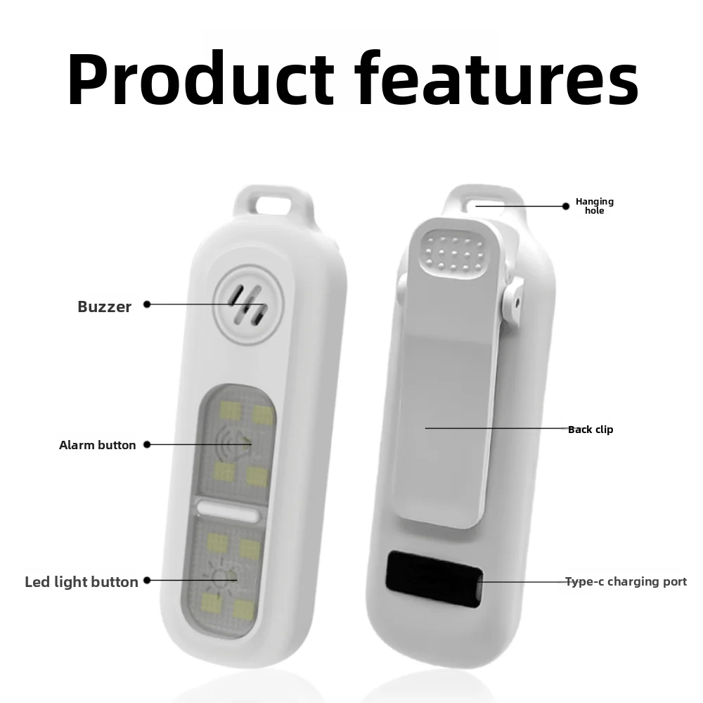 130dB Night Running Safety Warning Light LED Light with Keychain Safe Sound Personal Alarm Drop-proof with Back Clip