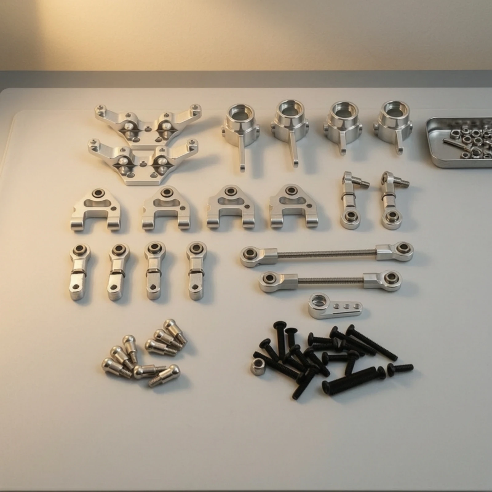 RC Upgrade Kit with Screws Metal Steering Rod Chassis Support System Kit Precision-Machined Linkage Long-Lasting for Hobbyists