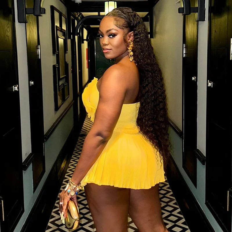 2025 nieuwe Mode Vrouwen Strapless 3D Bloem Mouwloze Bodycon Mini Jurk Zoete Sexy Verjaardag Avond Night Party Club Vestidos