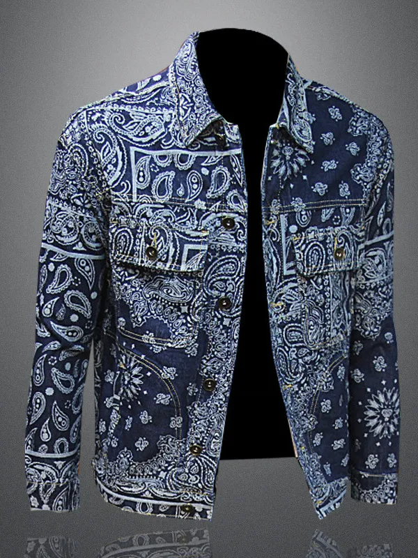 

Мужская джинсовая куртка Waed с вышивкой в виде цветов, новая весенняя модная верхняя одежда, ветрозащитная, с длинными рукавами, из смесового хлопка