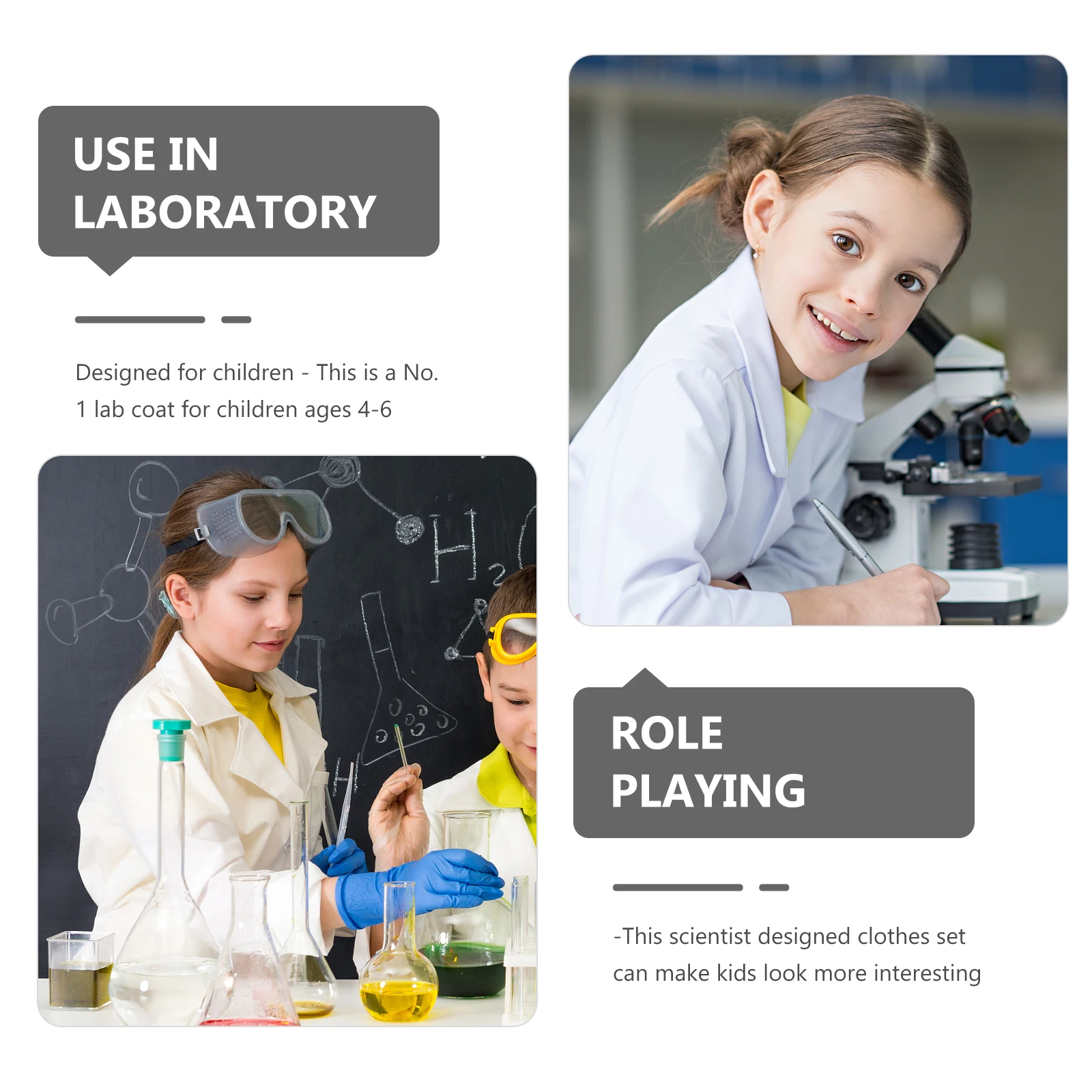 

Lovely Lab Coat Scientist Theme Costume for Comfortable Breathable Dress Up Game Party Performance Gift Idea