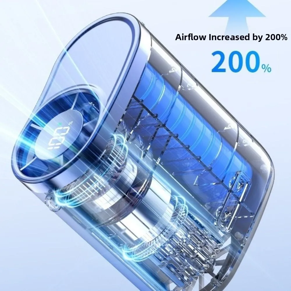 Portable Waist Clip Fan USB Rechargeable Compact Design Cooling Fan LED Display Strong Airflow Hanging Neck Fan Gardening