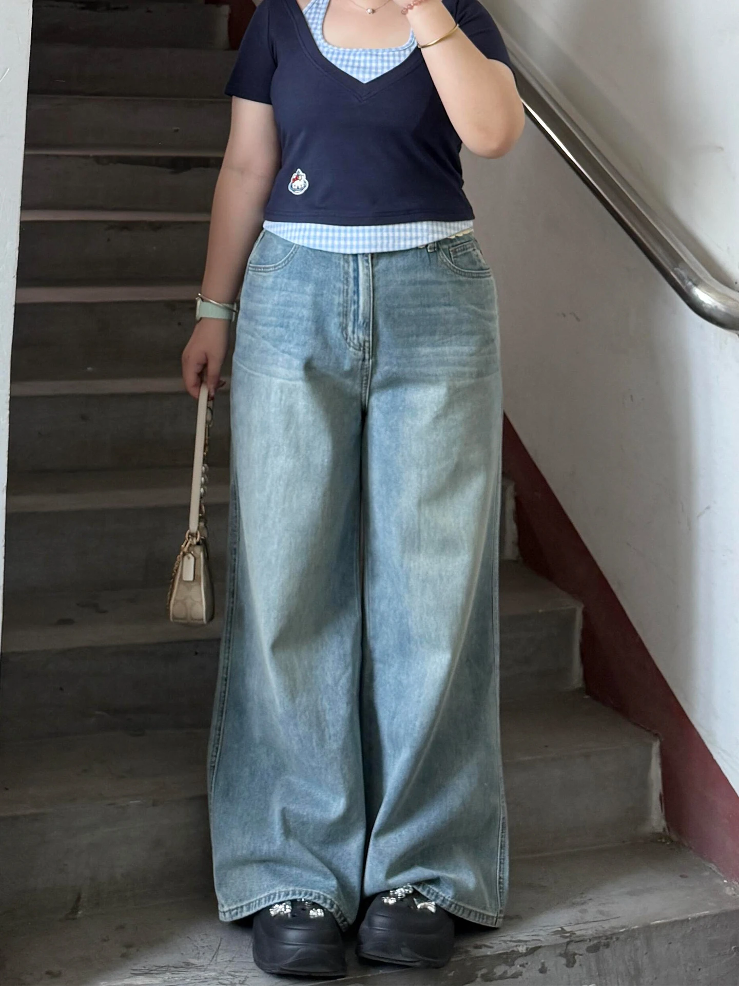 

plus Size Women's Vintage High Waist Straight Leg Jeans Casual Comfortable Wide Leg Floor Length Pants Autumn Faion plus Size