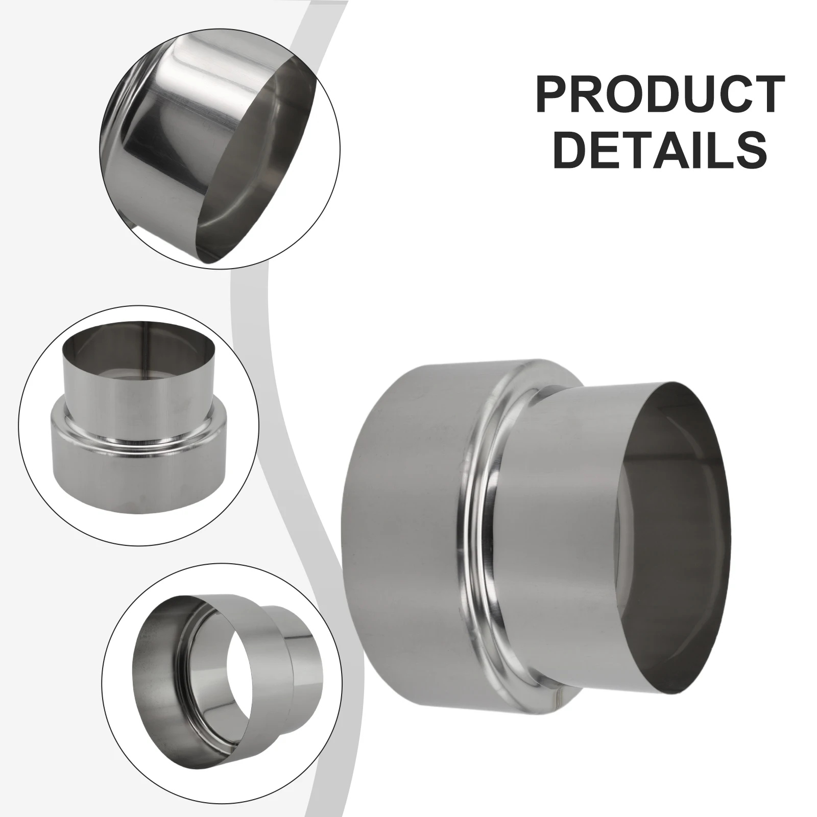 Stainless Steel 120mm to 100mm Reducer for Smoke Ventilation in Multi-Fuel Stoves and for traditional Brick Chimneys