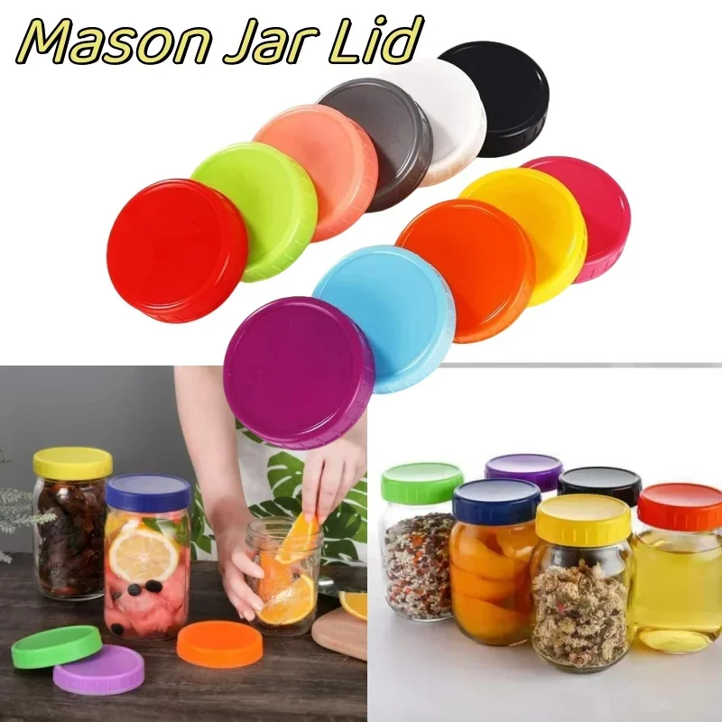 Mason Jar Lids Plastic 86mm 70mm Compatible Ball Kerr Brands Reusable Leak-proof Sealing Silicone Lids Kitchen Accessories 10PCS