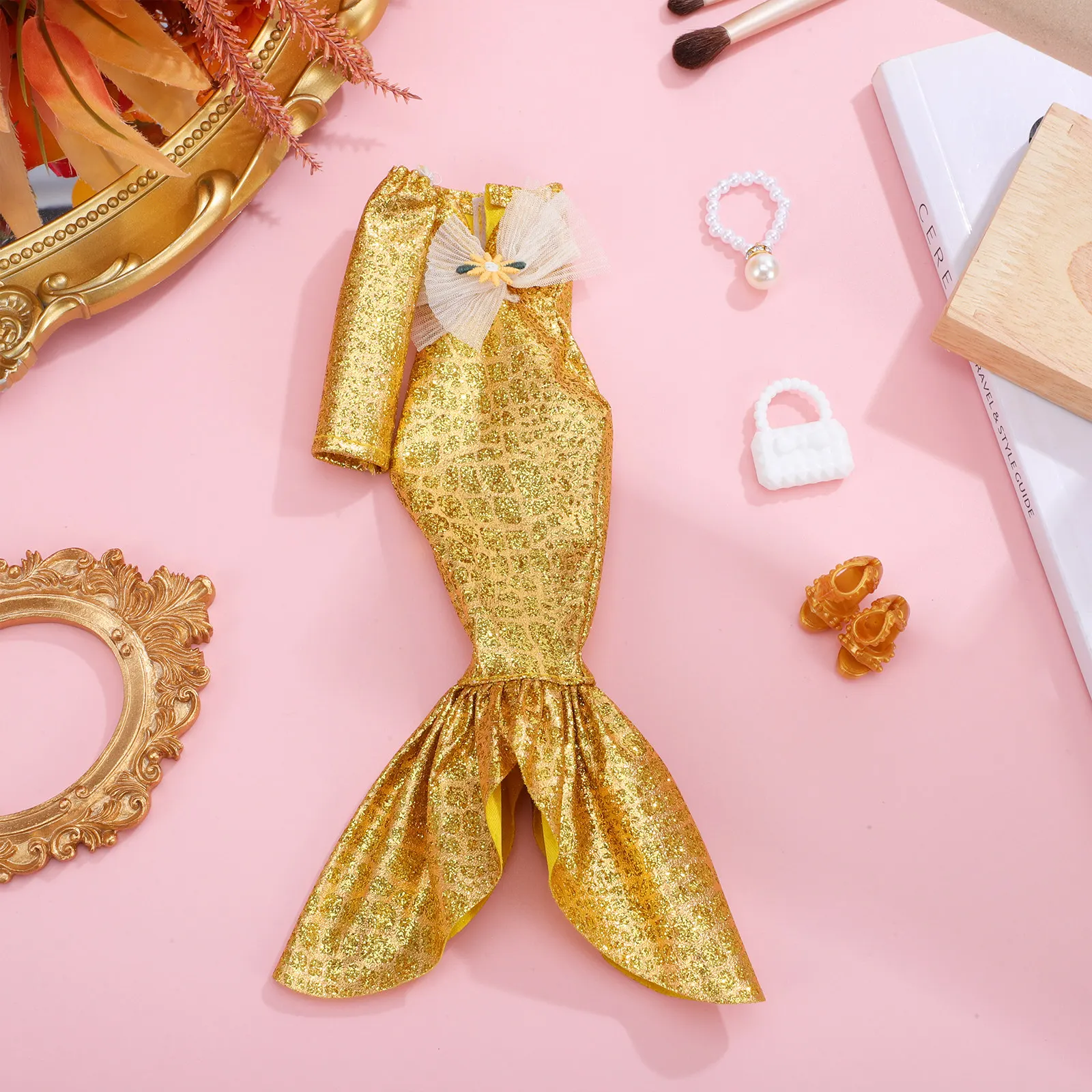 1Set Sophisticated Sequin Formal Gown Dress Kit for Mini Featuring Meticulous Craftsmanship Sparkly Accessories Elegant