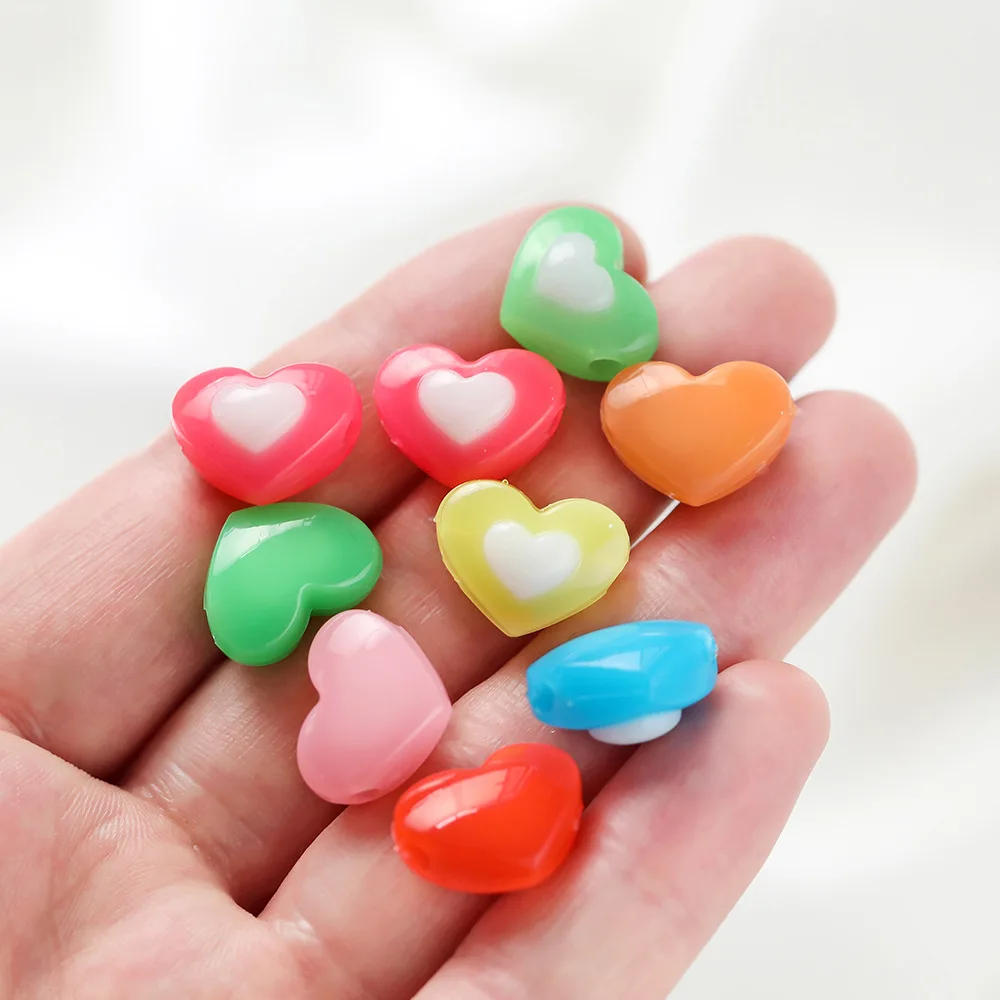 5Pcs New Fashion Versatile Acrylic Jelly Double Color Love Bead Candy Color Bulk Handmade DIY Bead Jewelry Material Accessories