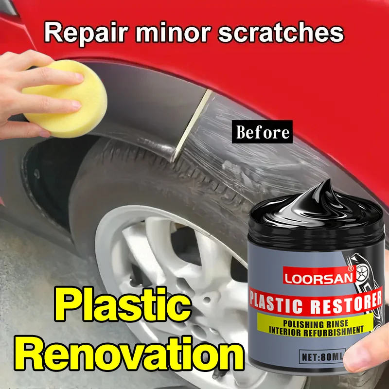 Kit di riparazione parafango in plastica, ripristino rapido della lucentezza, protezione, set per la cura dell'auto, include cera schiarente per pneumatici e crema riempitiva