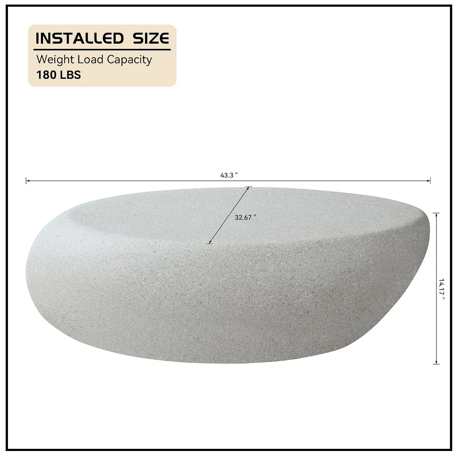 Oval Coffee Table Grainy Rocks Pattern, Modern Irregular Travertine Faux Stone Drum Table Living Room No Assembly, Customized