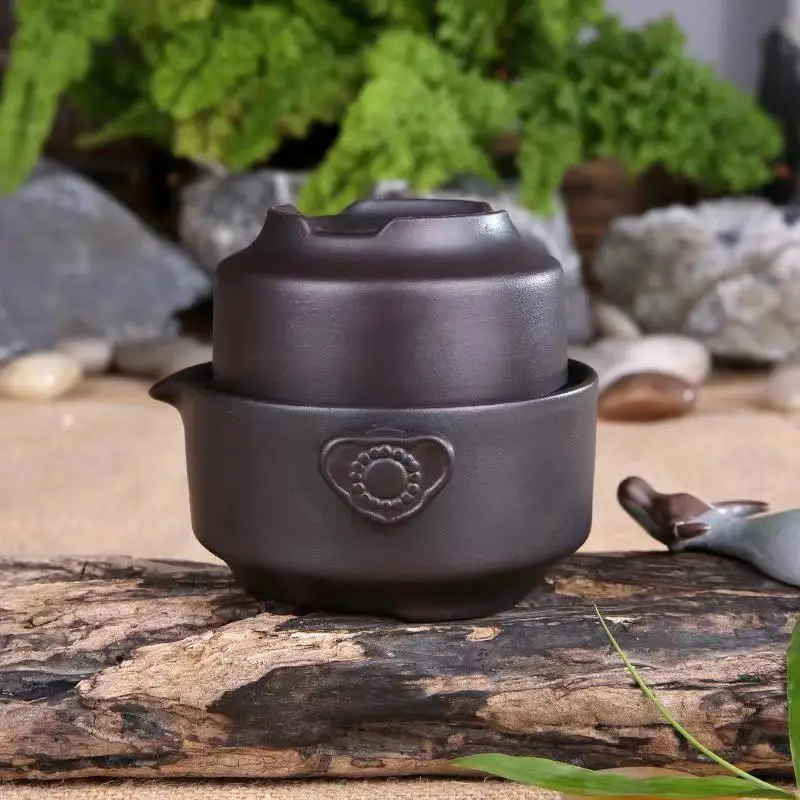 Ceramics black Tea set Include 1 Pot 1 Cup, Travel teapot elegant gaiwan,Beautiful and easy teapot kettle,kung fu teaset