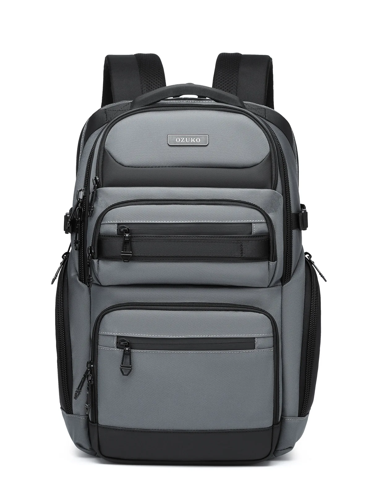 OZUKO Black Grey Men's Backpack Large Capacity 15.6 Inch Laptop Backpacks Male Handbag Rucksack Outdoor Bagpack Schoolbag