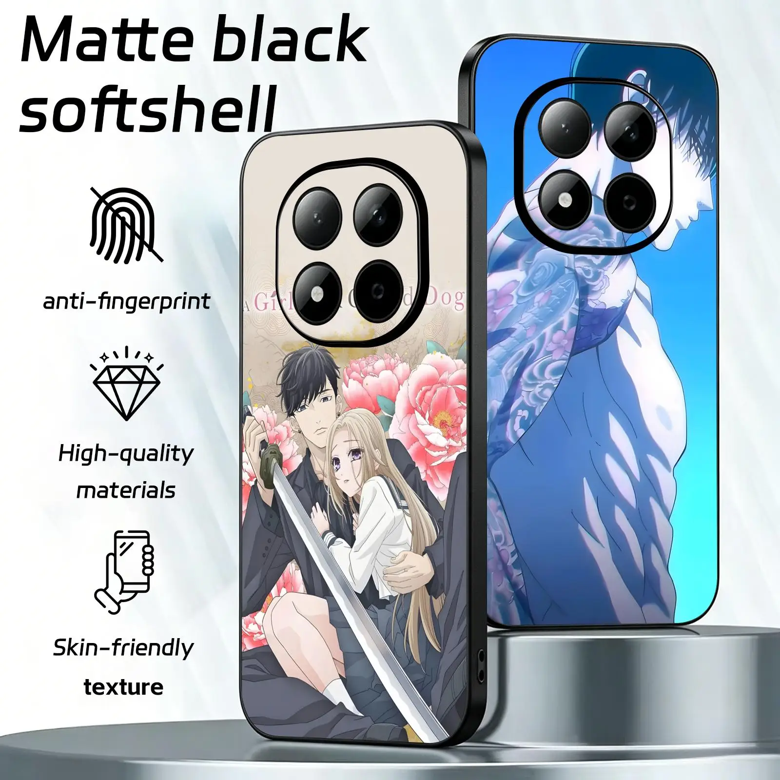 Phone Case For Redmi Note15 14 13 12 11Pro Plus 5G 14C A3 Anti-Drop Soft Black Case A Girl & Her Guard Dog