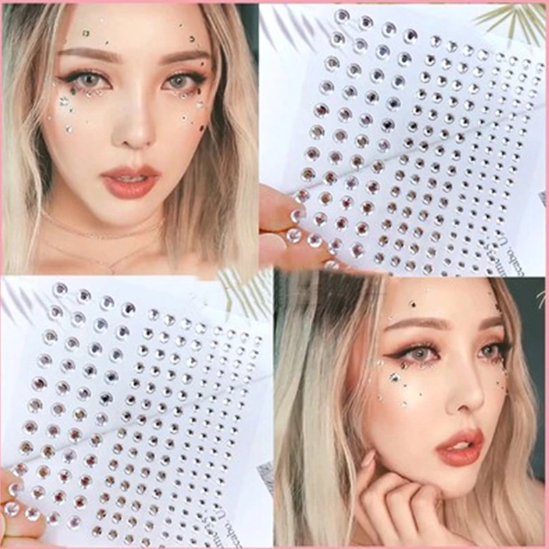 

1 Sheet Face Rhinestone Crystal Stickers 3D Diamond Self Adhesive Party Makeup Art Stickers DIY Beauty Body Brow Tattoo Gems