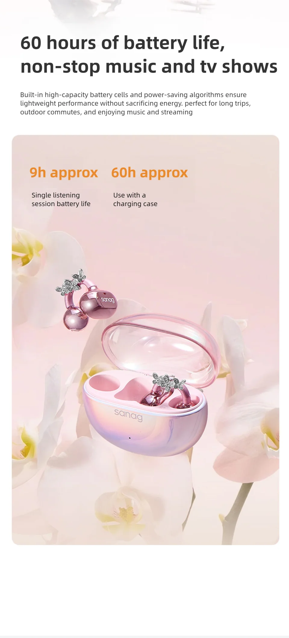 Sanag S6S Nova Ohrclip-on-Kopfhörer, modische Ohrringe für Frauen, kabellose Bluetooth-Kopfhörer, Jahrestag, Valentinstag, Geschenke – Detail 17