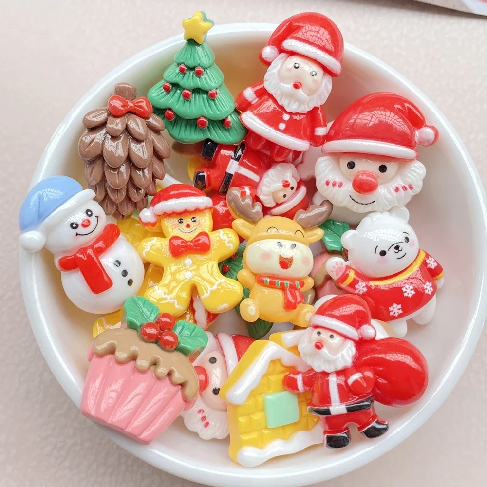 مزيج من الراتنج الملون سلسلة كرتون عيد الميلاد ، ظهر مسطح ، حجر ، تصنعه بنفسك ، ديكور قوس الزفاف ، سجل القصاصات ، إكسسوارات الهالوين ، الحرف اليدوية ، 10