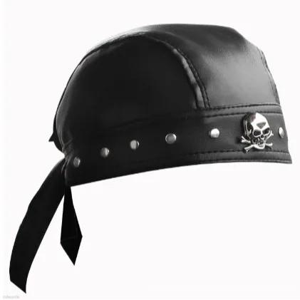 Skull Rivet Hat with Leather Straps Caribbean Pirate Cap Retro Party Cosplay Costume Hat Halloween Masquerade Headwear