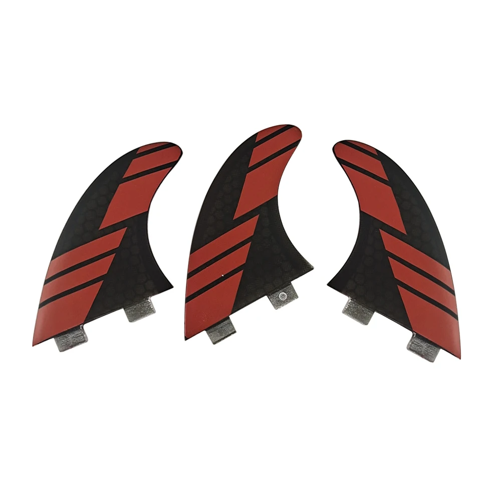 SUP Board Double Tabs Fins M Fibreglass Honeycomb White/Red/Blue with Black Color Surfboards Fin Tri fin set UPSURF Fin