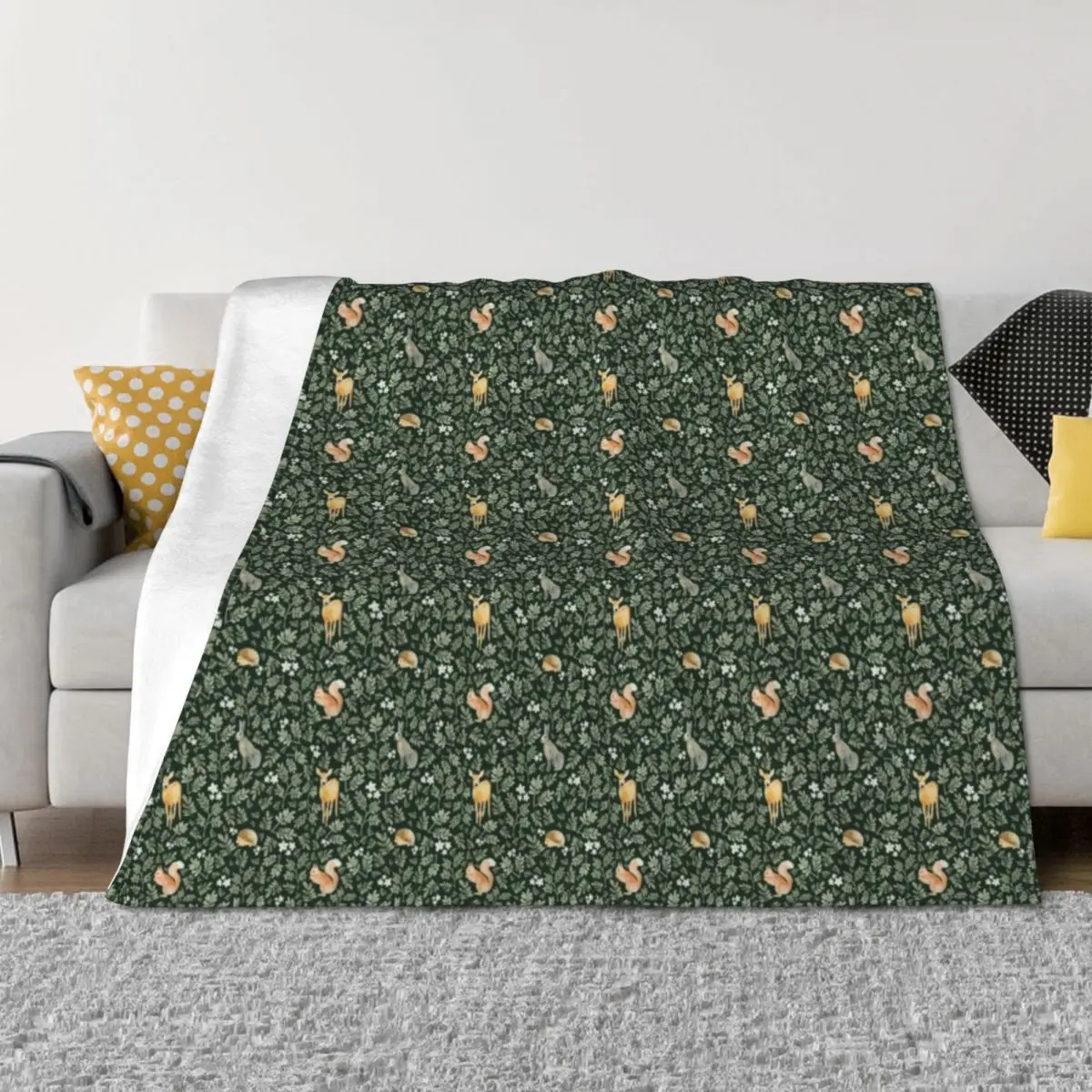 Woodland in dark Green Throw Blanket cosplay anime Plaid on the sofa Thermal Giant Sofa Blankets