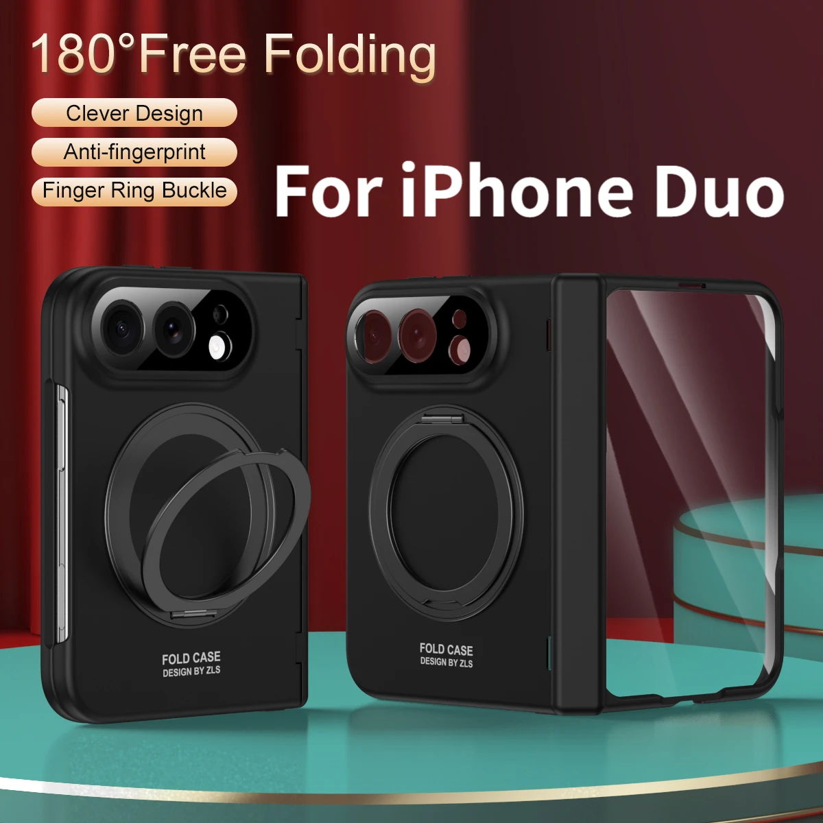 For iPhone Duo Folding Phone Case with Magnetic Stand Front Film Protection Back Cover Compatible For MagSafe Phone Case