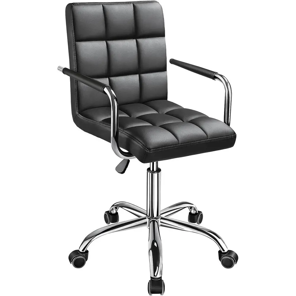 

Oice Chiar Desk Chair with Armrests/Wheels Pu Leather Back Adjustable Height Computer Chair (Black)