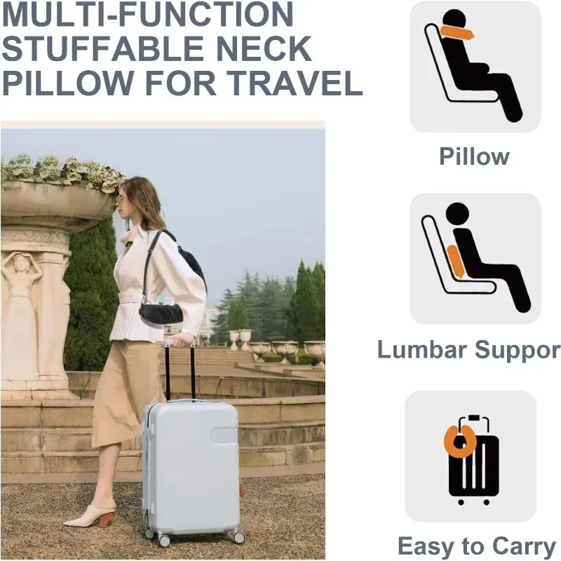 Travel Neck Pillow Self-filling Travel Pillow Portable Stuffable Neck Pillow for Travel with Refillable Support Cushion for Car
