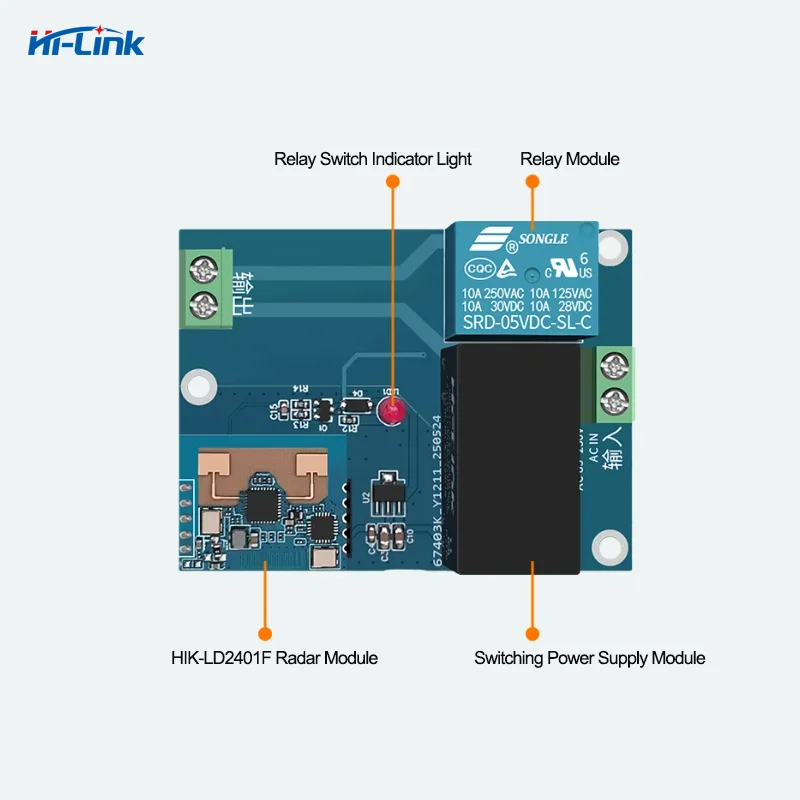 Hi-Link 24G Human Presence Radar Auto-Induction Smart Switch SW01S Light Controller with APP Intelligent Param Adjustment