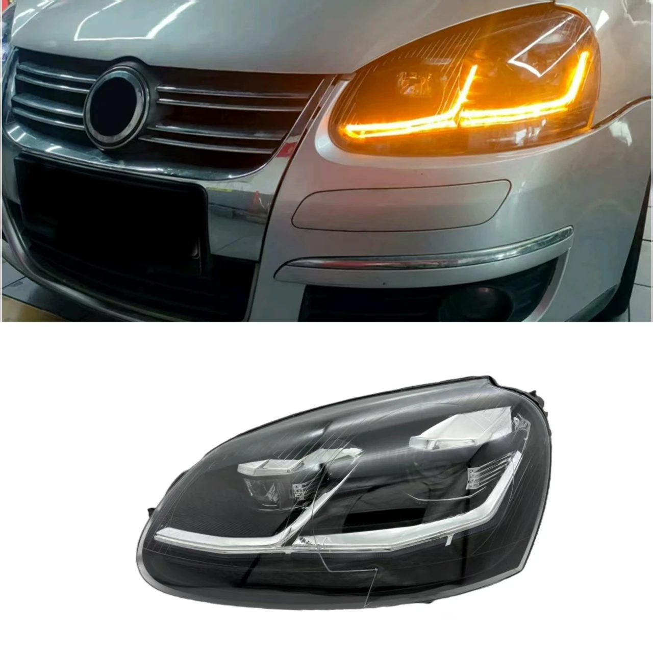 

Headlight Assembly Bicolor LED 12v New Yellow Demon Eye Lighs Mk5 2006-2011 Modified 70W 4000 Lm