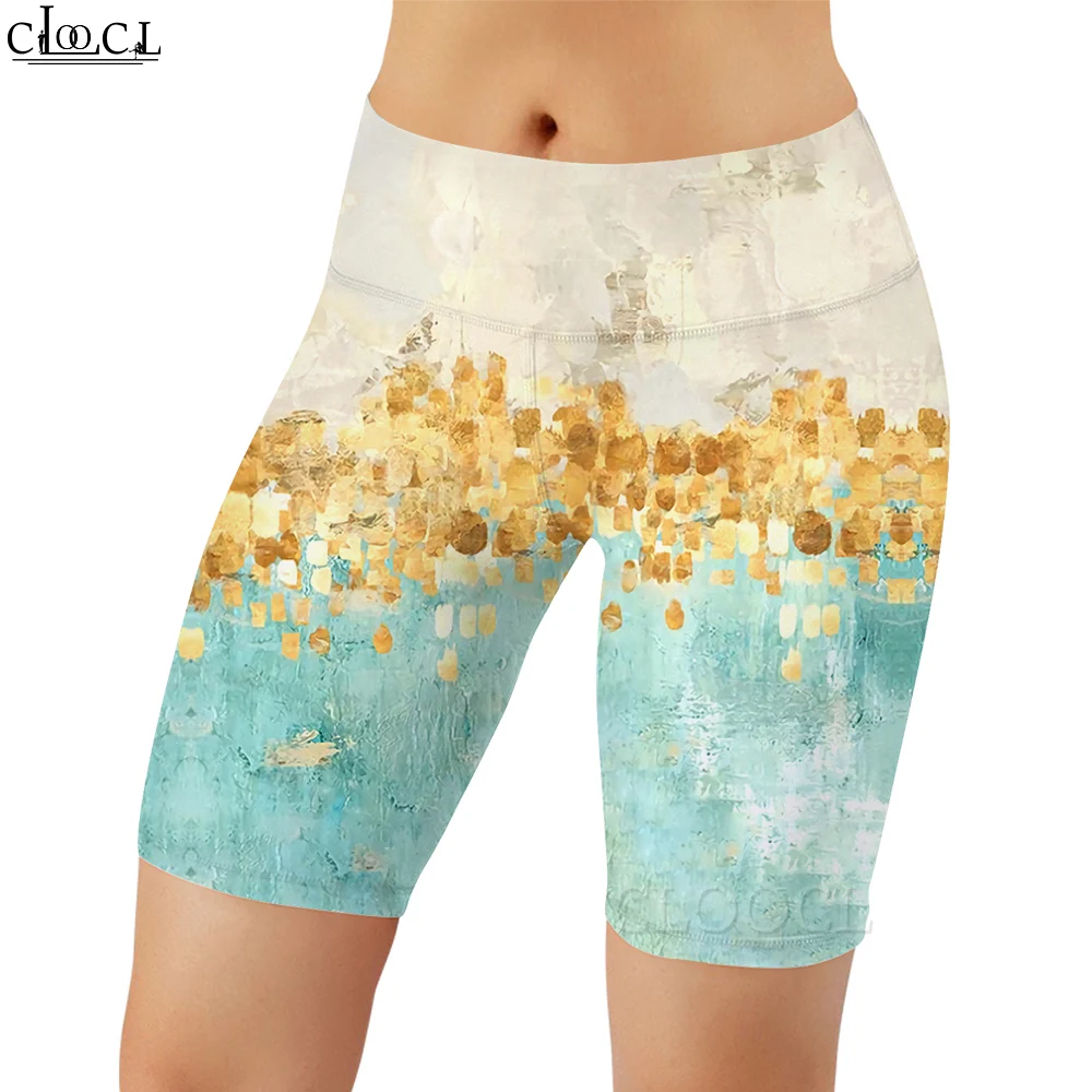 CLOOCL moda mujer Legging patrón de hojas verdes 3D impreso pantalones cortos casuales para entrenamiento femenino correr Sexy gimnasio pantalones de chándal