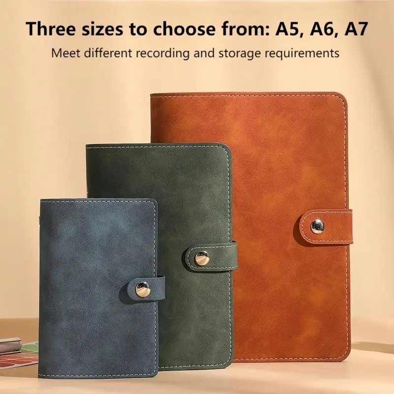 

New A5 A6 A7 Soft PU Leather Binder Cover, 6 Ring Loose Leaf Binder Protector Round Ring Binder Cover Refillable Notebook Binder