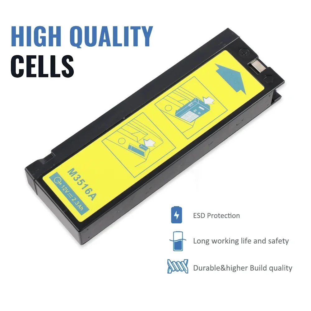 ETESBAY M3516A Defibrillator Monitor Battery For Heartstart XL M4735A Defibrillator  LCT-1912ANK LC-T121R8PG 12V 2.3Ah/27.6WH