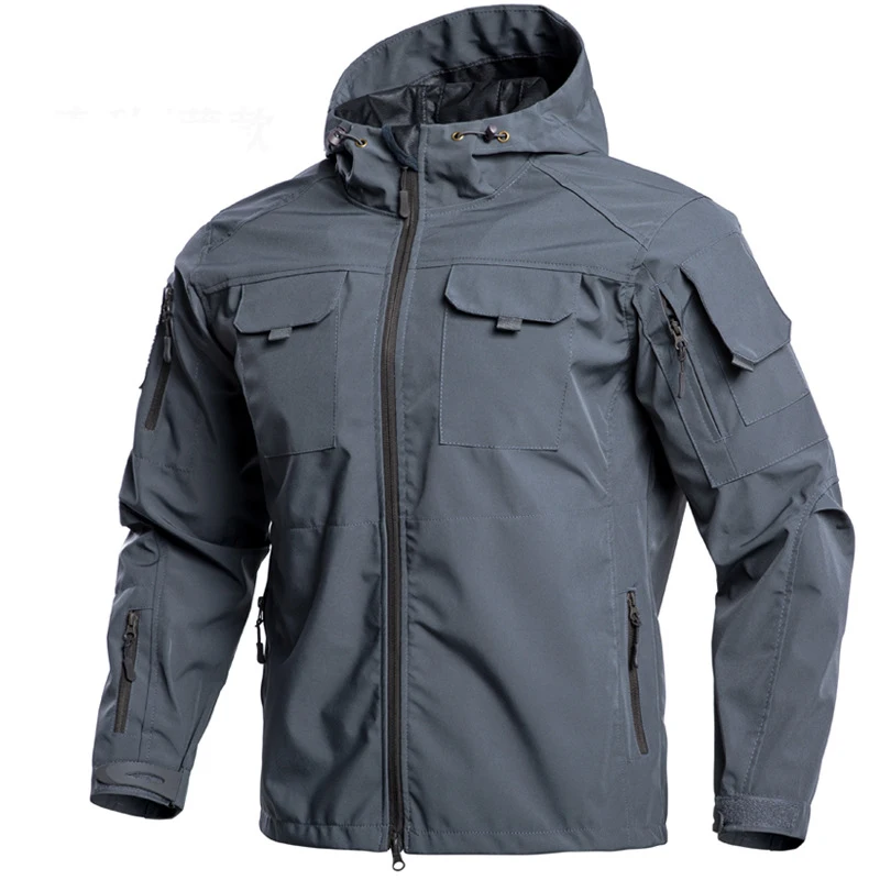 Spring Autumn Mens Tactical Soft Shell Jackets Outdoor Men Waterproof Windproof Military Combat Coats Hiking Hooded Jackets