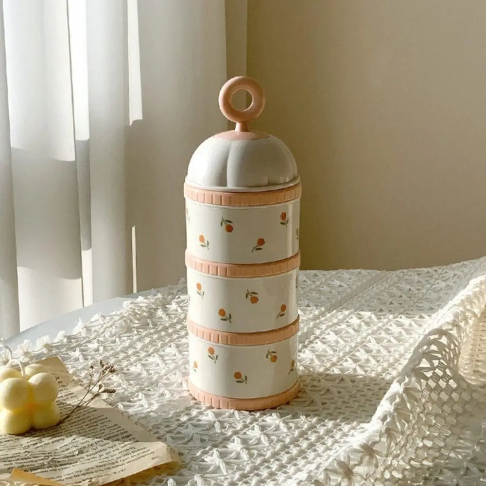 3 Layers Baby Milk Powder Box Tulip Compartment Portable Formula Dispenser Moisture-proof Large Capacity Infant Food Tank Fruit