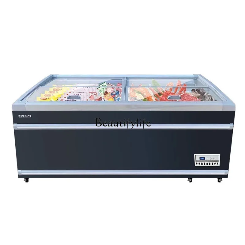 05Display cabinet Frozen large-capacity supermarket Horizontal refrigerated commercial ice cream cabinet