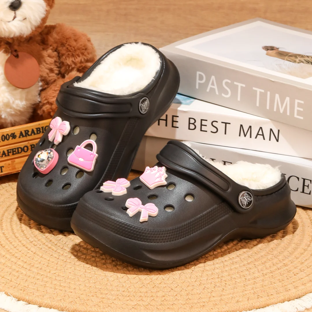 Kinder-Clogs und -Mules mit Fellfutter, leichte Garten-Schuhe mit Baumwollfutter, warme Hausschuhe für Jungen, Mädchen und Kleinkinder, 168. – Detail 17