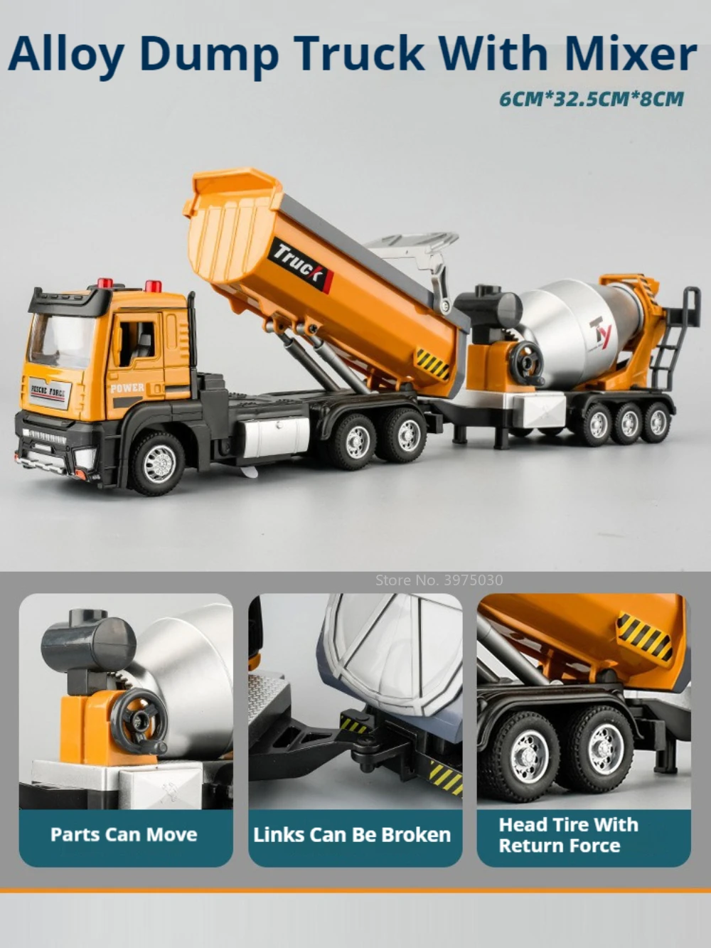 1/32 Tipper Truck Excavator Car Model Toy Alloy Diecast with Sound and Light Components Are Movable Vehicles Toys Birthday Gift